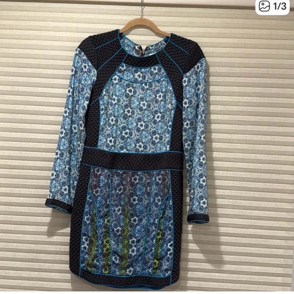 Blue Patterned Mini Dress - Picture 2 of 4